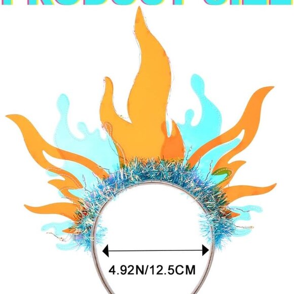 Light Up Flame Headband Glow Fire Costume Hair Accessories for Women - Picture 4 of 6